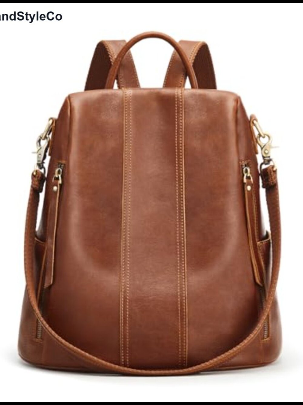 Full Grain Leather Anti-Theft Backpack Purse Convertible Shoulder Bag Travel